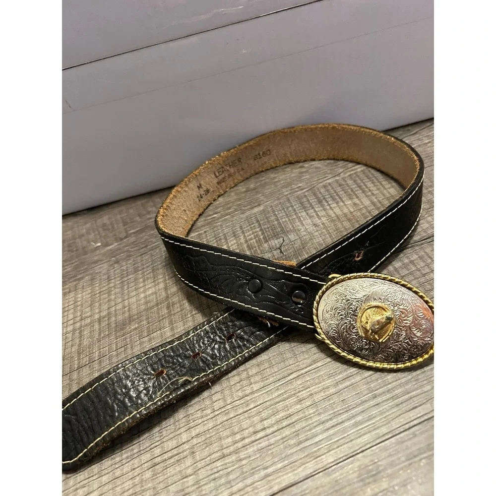 Leather children's belt black w buckle